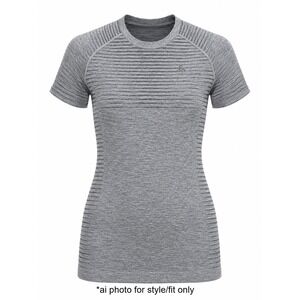 Odlo Women's XL Gray Striped Short Sleeve Athletic Performance Base Layer Shirt